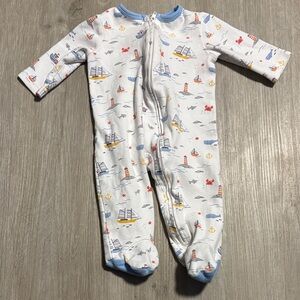 Little Me White Nautical Print Footie